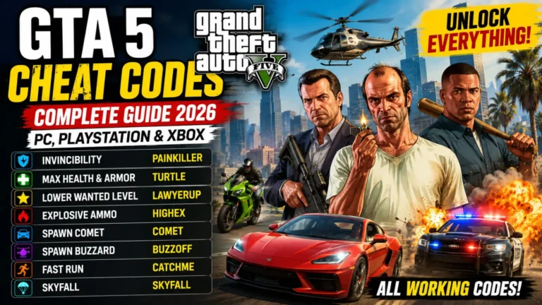GTA 5 Cheat Codes 2026 – Complete List for PC, PlayStation & Xbox