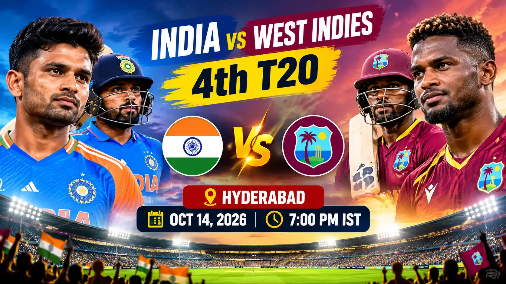 India vs West Indies 4th T20I: Preview, Series Score and Key Players India vs West Indies 4th T20I